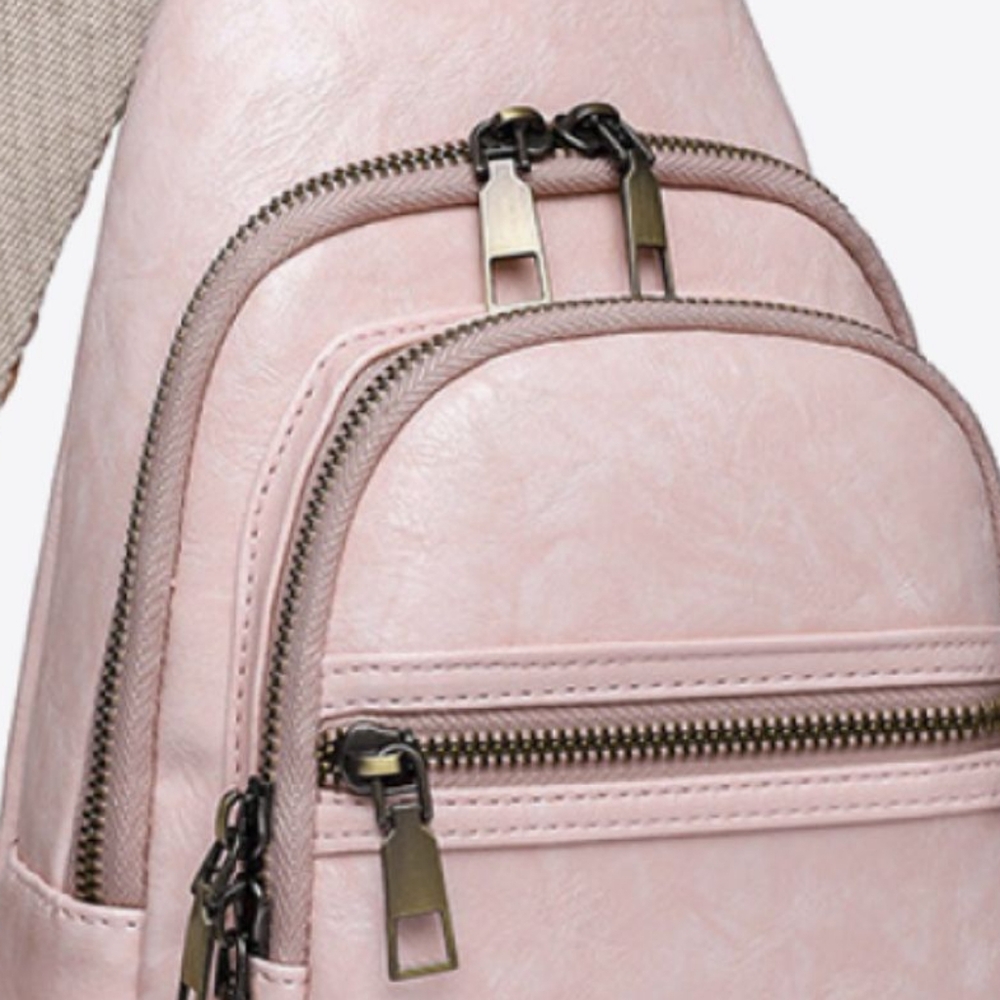 Vegan Leather Sling Bag Crossbody Shoulder Purse Convertible Wide Guitar Strap - Picture 4 of 14
